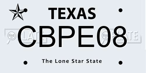 CBPE08 Texas License Plate