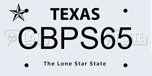 CBPS65 Texas License Plate