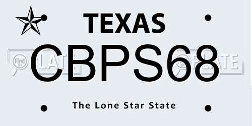 CBPS68 Texas License Plate