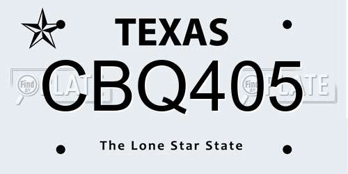 CBQ405 Texas License Plate