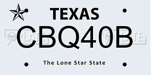CBQ40B Texas License Plate