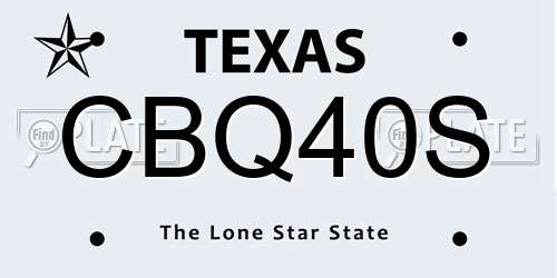 CBQ40S Texas License Plate