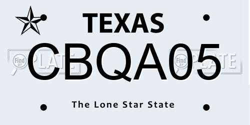 CBQA05 Texas License Plate