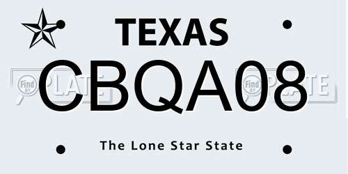 CBQA08 Texas License Plate