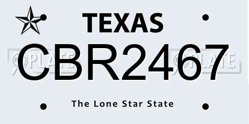 CBR2467 Texas License Plate