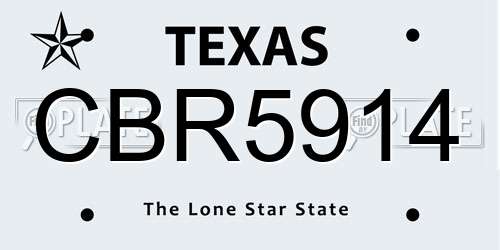 CBR5914 Texas License Plate