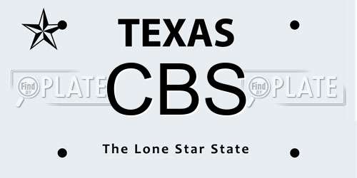 CBS Texas License Plate