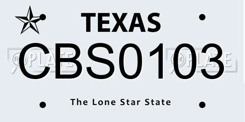 CBS0103 Texas License Plate