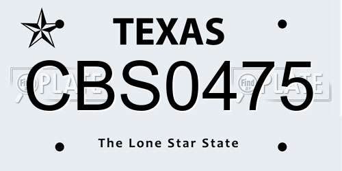 CBS0475 Texas License Plate