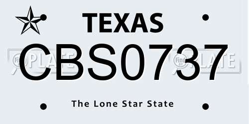 CBS0737 Texas License Plate