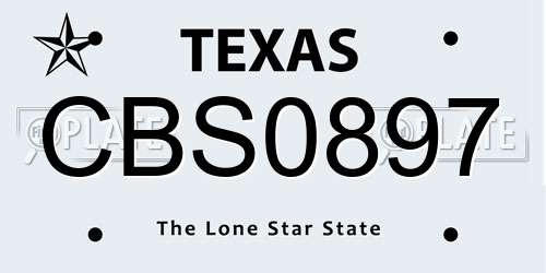 CBS0897 Texas License Plate