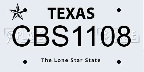 CBS1108 Texas License Plate