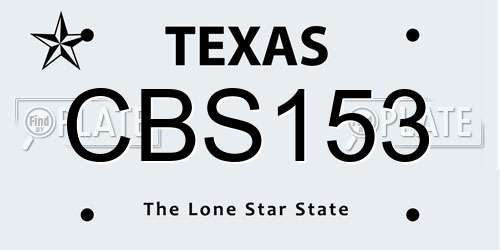 CBS153 Texas License Plate