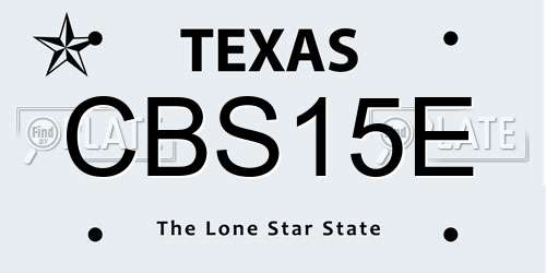 CBS15E Texas License Plate