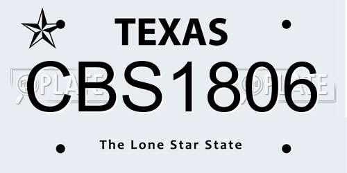 CBS1806 Texas License Plate
