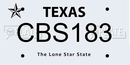 CBS183 Texas License Plate