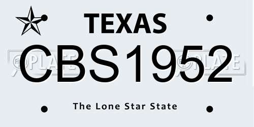 CBS1952 Texas License Plate
