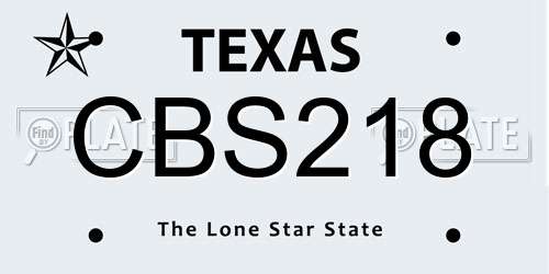 CBS218 Texas License Plate