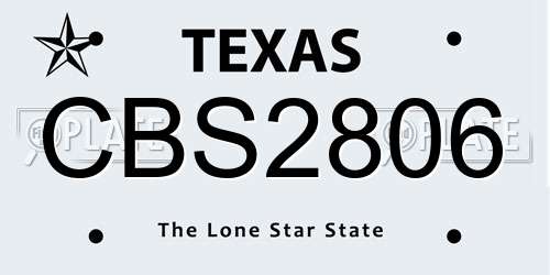 CBS2806 Texas License Plate