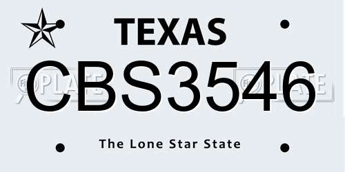 CBS3546 Texas License Plate