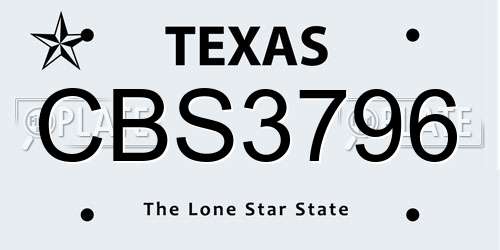 CBS3796 Texas License Plate