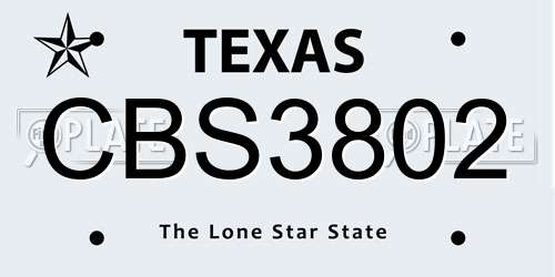 CBS3802 Texas License Plate