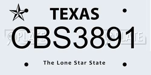 CBS3891 Texas License Plate