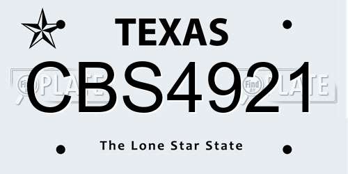 CBS4921 Texas License Plate
