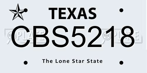 CBS5218 Texas License Plate