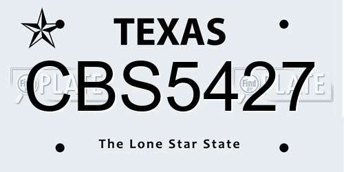CBS5427 Texas License Plate
