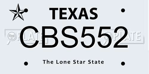 CBS552 Texas License Plate