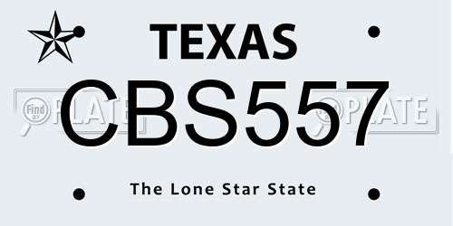 CBS557 Texas License Plate