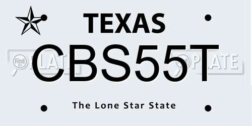 CBS55T Texas License Plate