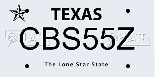CBS55Z Texas License Plate