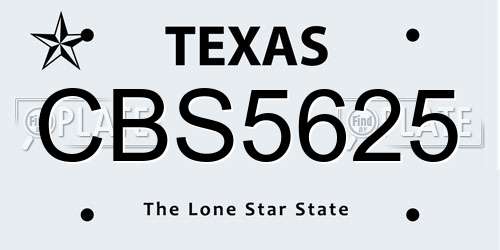 CBS5625 Texas License Plate