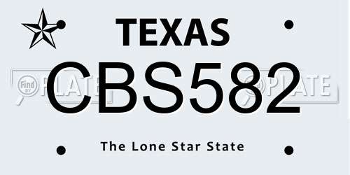 CBS582 Texas License Plate