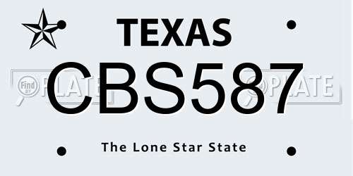 CBS587 Texas License Plate
