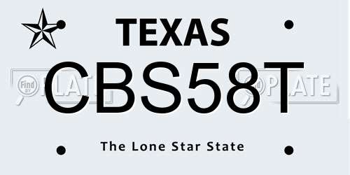 CBS58T Texas License Plate