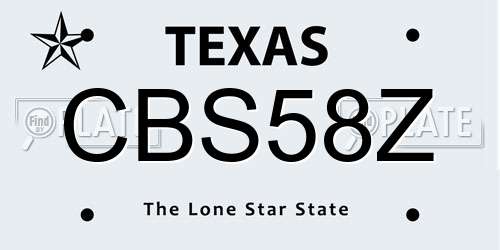 CBS58Z Texas License Plate