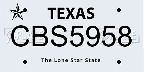 CBS5958 Texas License Plate