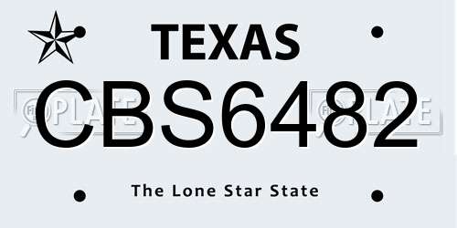 CBS6482 Texas License Plate