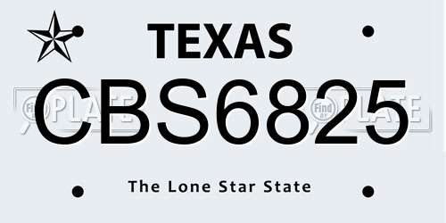 CBS6825 Texas License Plate