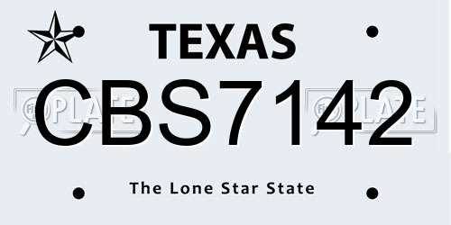 CBS7142 Texas License Plate