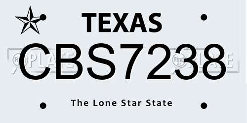 CBS7238 Texas License Plate