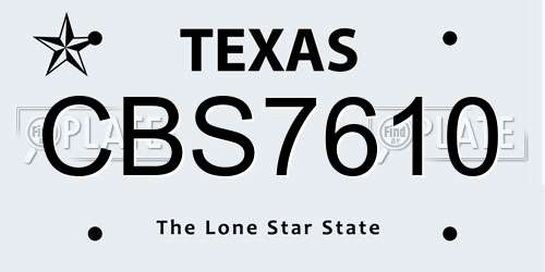 CBS7610 Texas License Plate