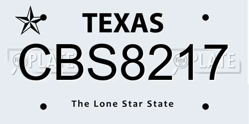 CBS8217 Texas License Plate