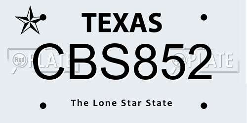 CBS852 Texas License Plate