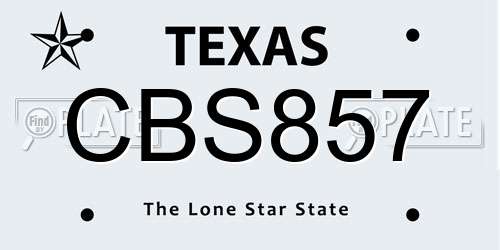CBS857 Texas License Plate