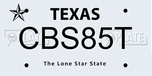 CBS85T Texas License Plate