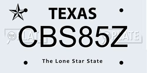 CBS85Z Texas License Plate